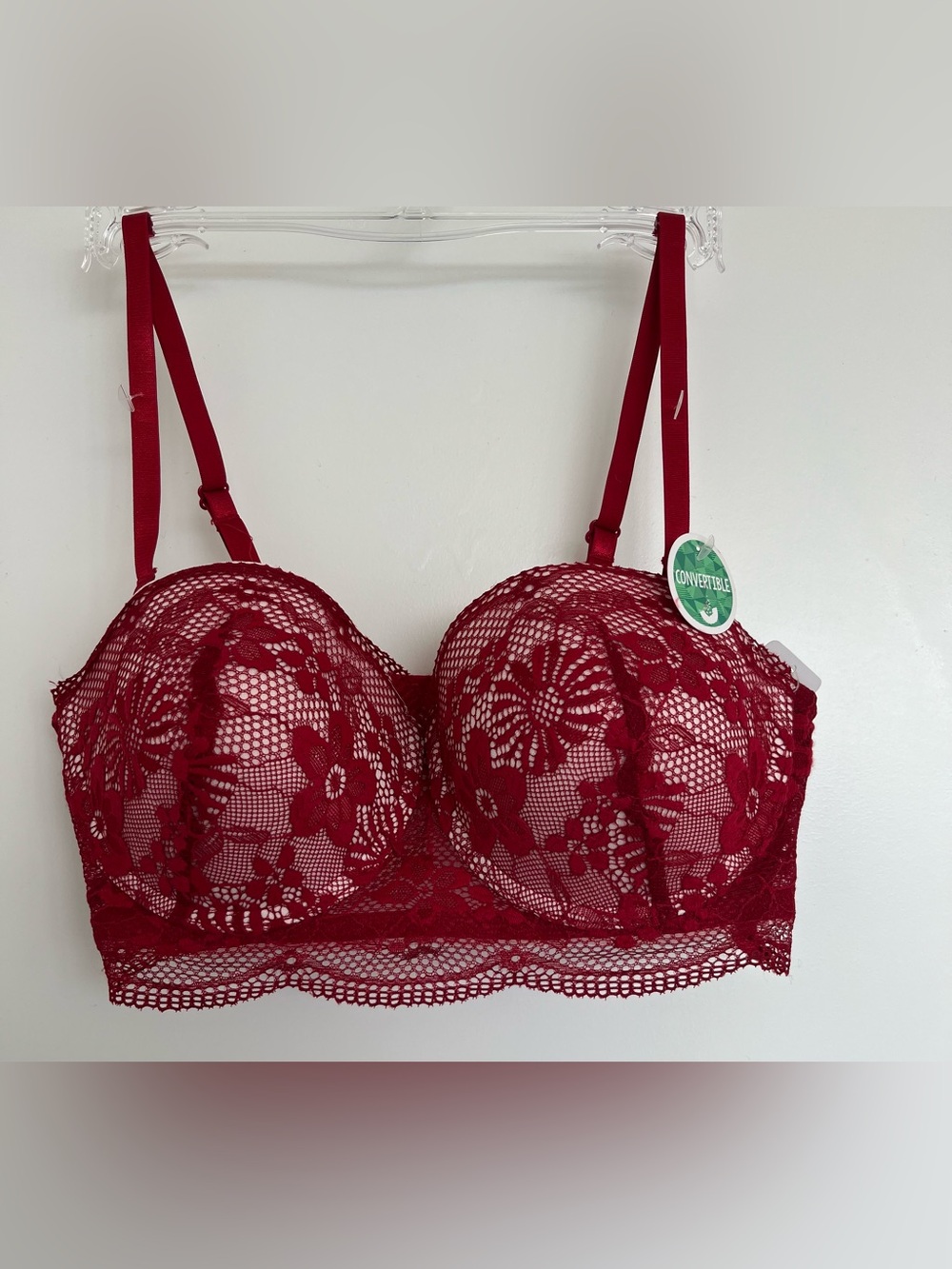 Honeydew Intimates Red Lace Balconette Convertible Bra NWT